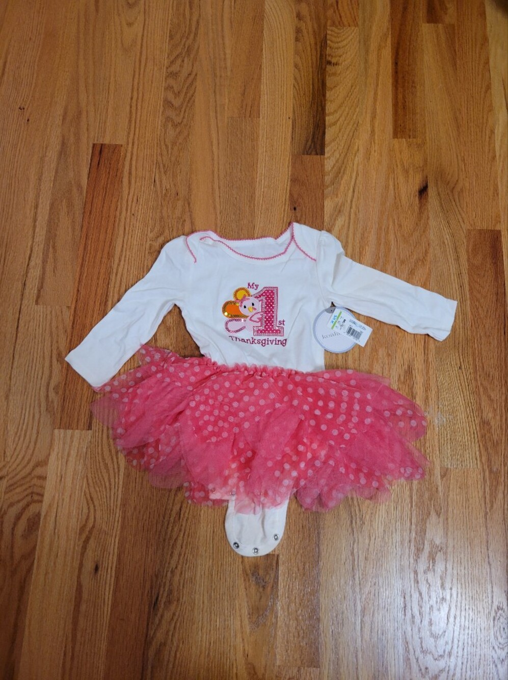 NWT Koala Kids Baby Girls My 1st Thanksgiving Tutu Bodysuit Dress- 12-18 Months